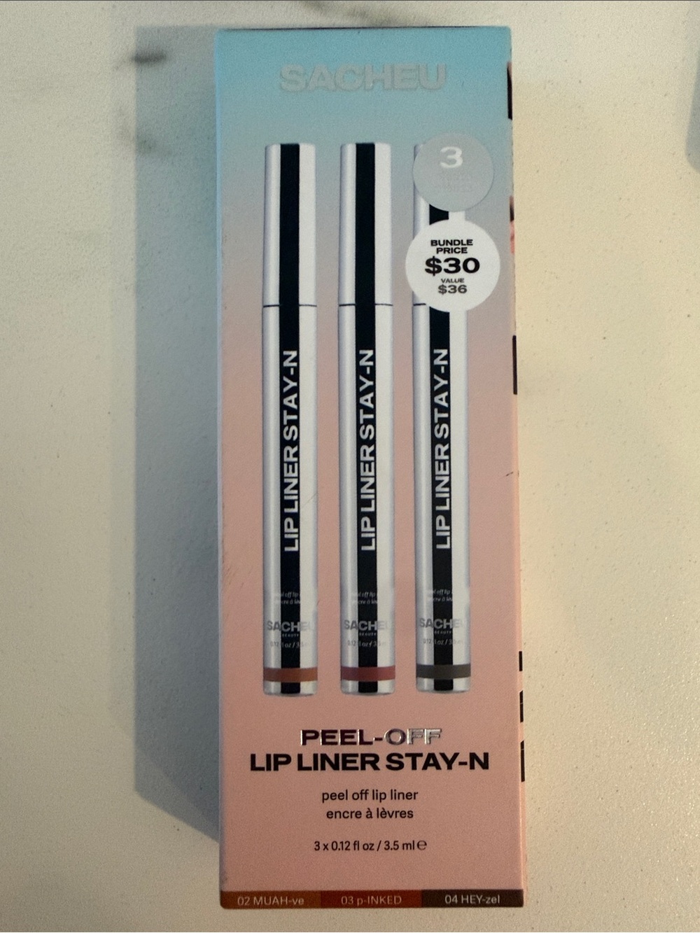 Sacheu Peel-Off Lip Liner Stay-N Trio - Pink/Brown/Neutral Best Sellers Bundle
